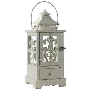 Lanterne blanche en bois Shabby