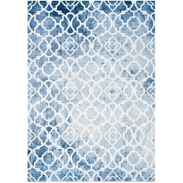 Carpette Trellis blanc platine et bleu élégant, 8 pi x 11 pi